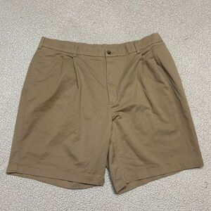 Savane Men’s Khaki Dress Shorts Size 40W Mink Cotton Stretch Flat Front Casual